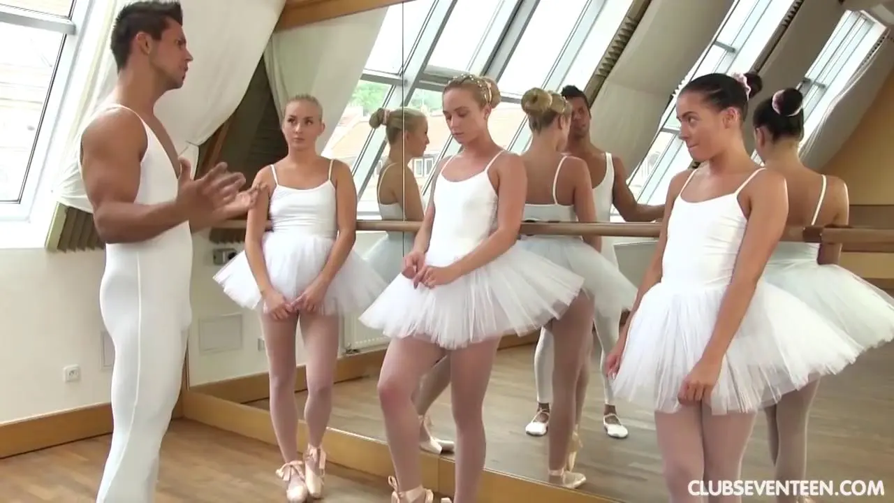 Uniformed ballerinas line up to suck and get thoroughly fucked